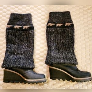 SOREL "Crazy Cable" Knit Wedge Boot, Black/Brown, Women Size 7 😲